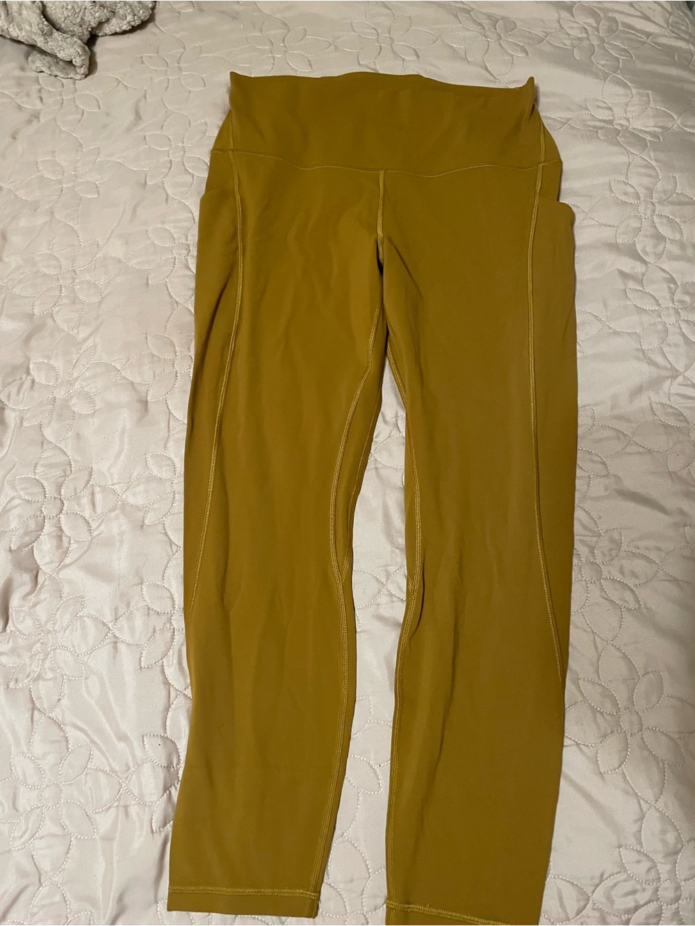 Lululemon Align High Rise Leggings Womens Large Dark Yellow Side Pockets - Picture 3 of 3